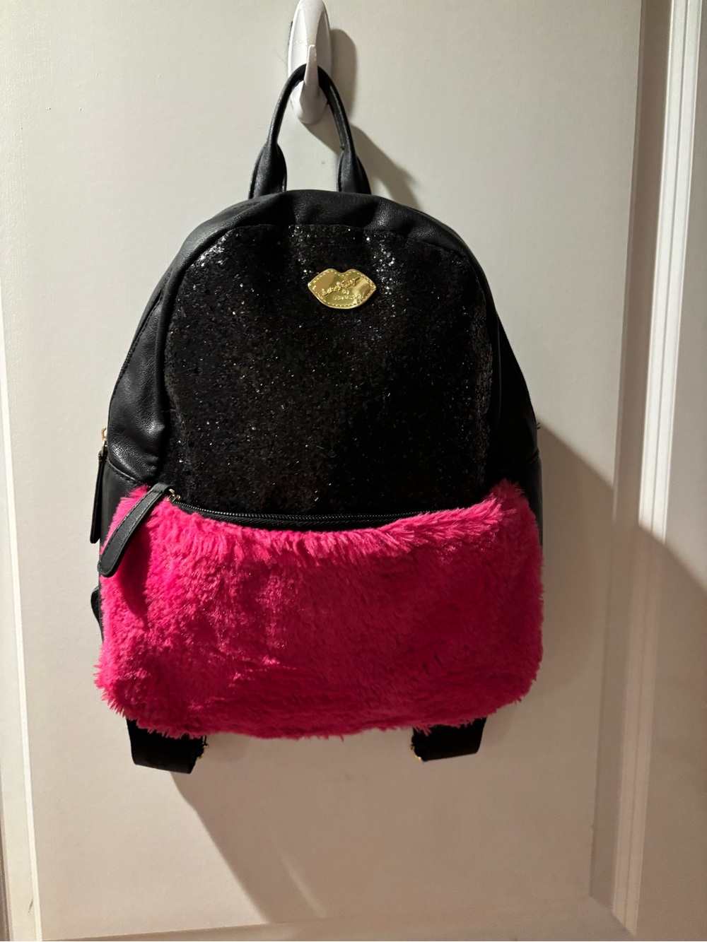 Betsey Johnson Sequin and fur backpack